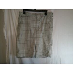 Nike Golf Shorts Plaid Flat Front Lightweight  Tan Size 32‎